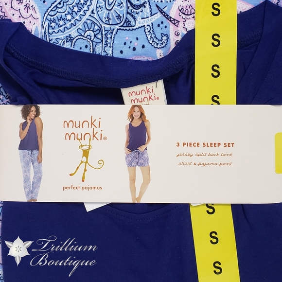 Munki Munki 3 Piece Women's Pajama Sleep Set NWT - Picture 2 of 6